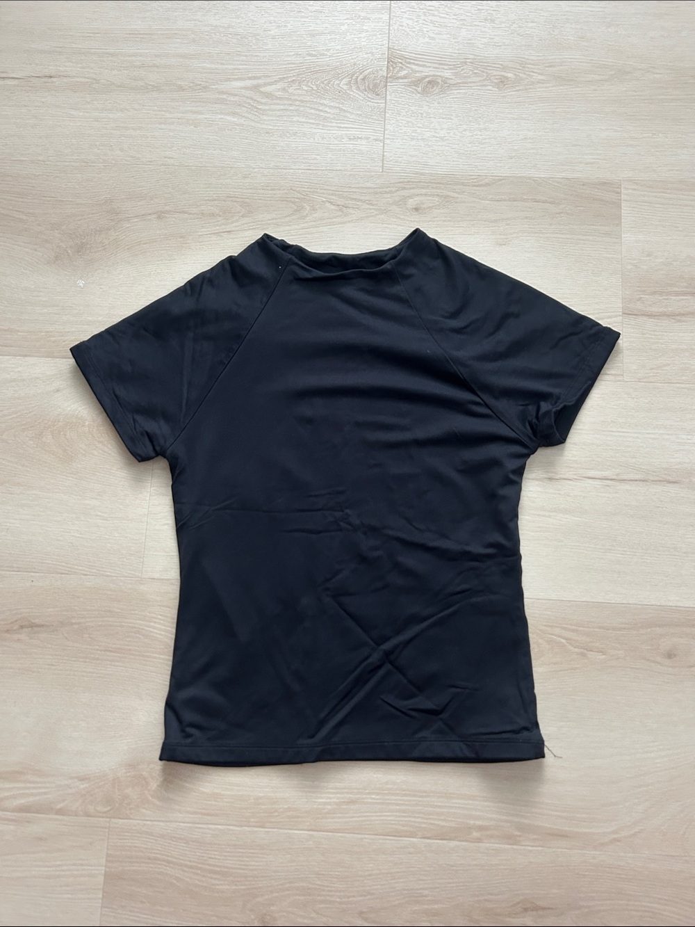 Anthropologie Short-Sleeve Tee with Mockneck | Women’s Black Top
